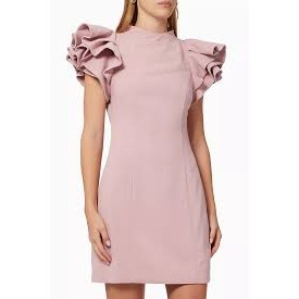 Elliatt Nordstrom Rare Chic Elegant Tanner Blush Pink Ruffle Sleeve Mini Dress